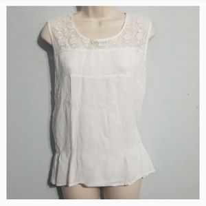 Soie cream color lace front and back blouse